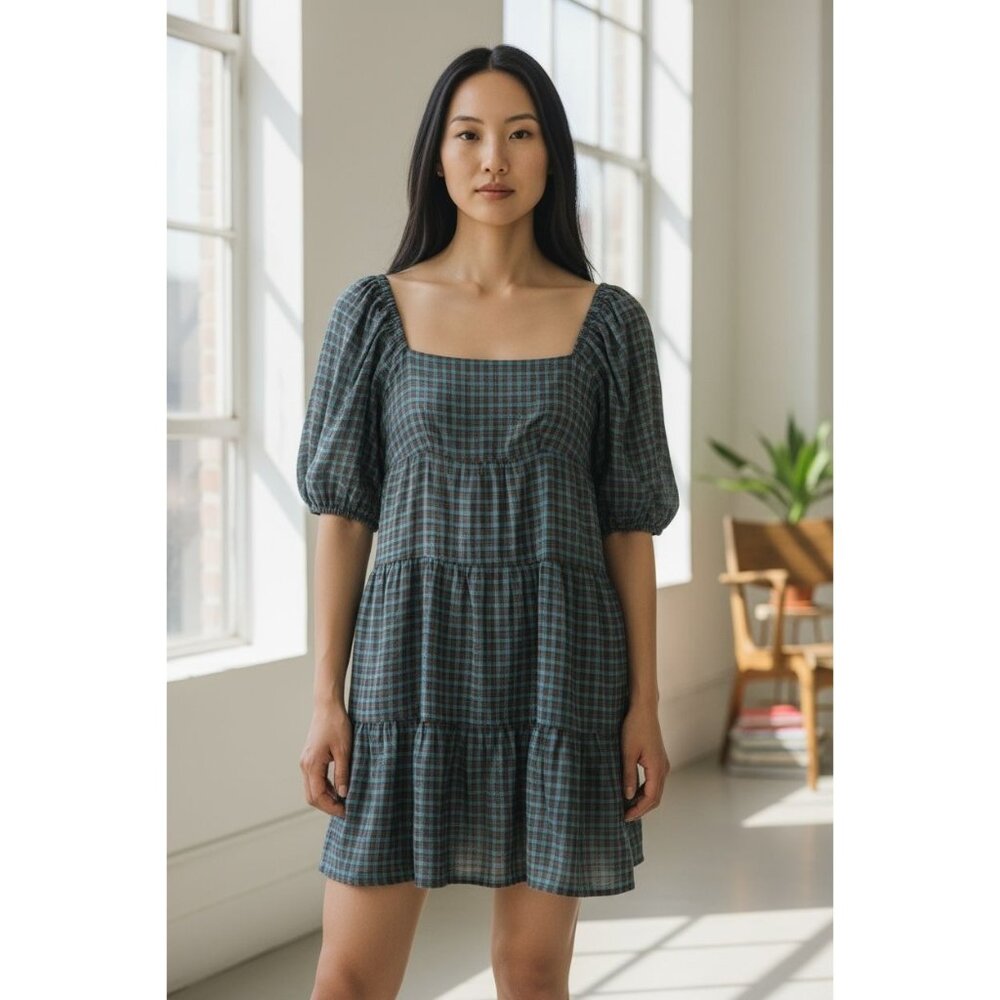 WAYF Womens Plaid Mini Dress SMALL